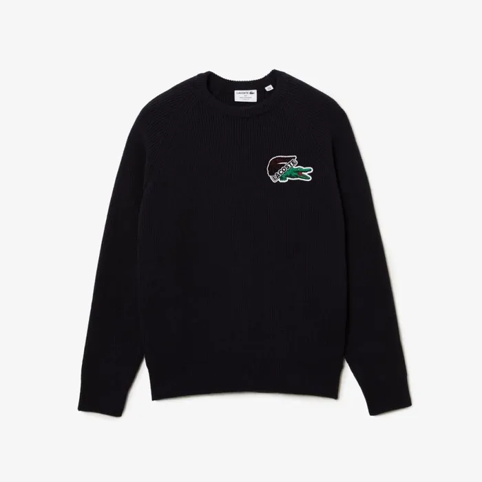 Sweaters and Sweatshirts Men Lacoste Men039s Crocodile Sweater Navy Blue 166