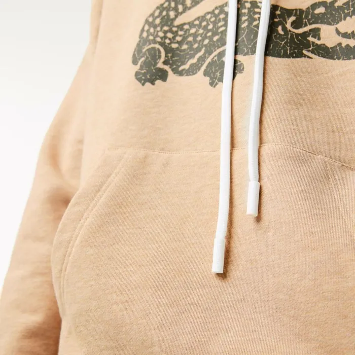 Sweaters and Sweatshirts Men Lacoste Men039s Loose Fit Crocodile Hoodie Beige 4jw