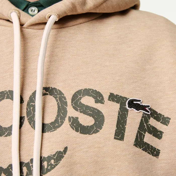 Sweaters and Sweatshirts Men Lacoste Men039s Loose Fit Crocodile Hoodie Beige 4jw