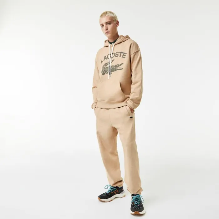 Sweaters and Sweatshirts Men Lacoste Men039s Loose Fit Crocodile Hoodie Beige 4jw