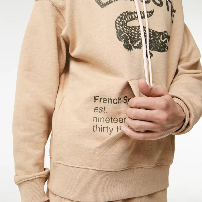 Sweaters and Sweatshirts Men Lacoste Men039s Loose Fit Crocodile Hoodie Beige 4jw