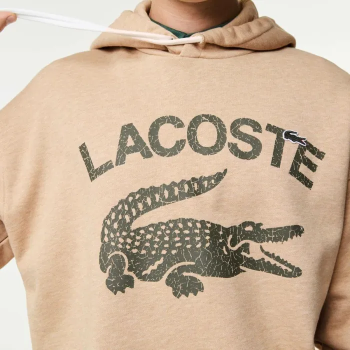 Sweaters and Sweatshirts Men Lacoste Men039s Loose Fit Crocodile Hoodie Beige 4jw
