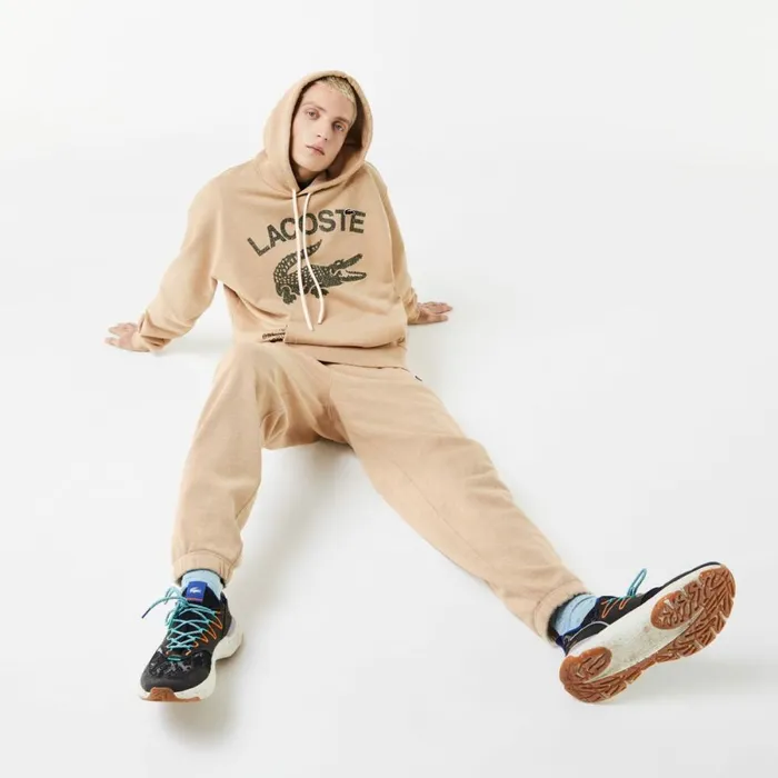Sweaters and Sweatshirts Men Lacoste Men039s Loose Fit Crocodile Hoodie Beige 4jw