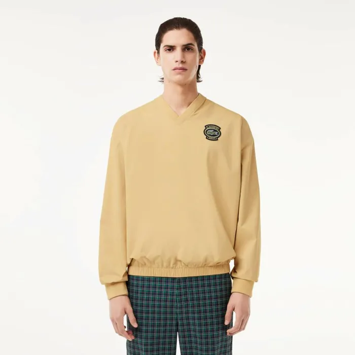 Sweaters and Sweatshirts Men Lacoste Men039s Loose Fit Golf Windbreaker Beige Ixq