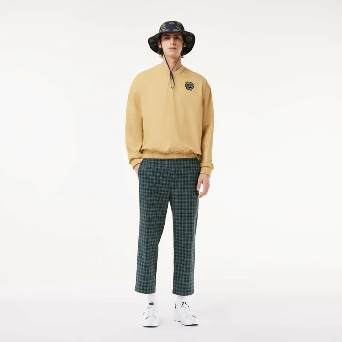 Sweaters and Sweatshirts Men Lacoste Men039s Loose Fit Golf Windbreaker Beige Ixq