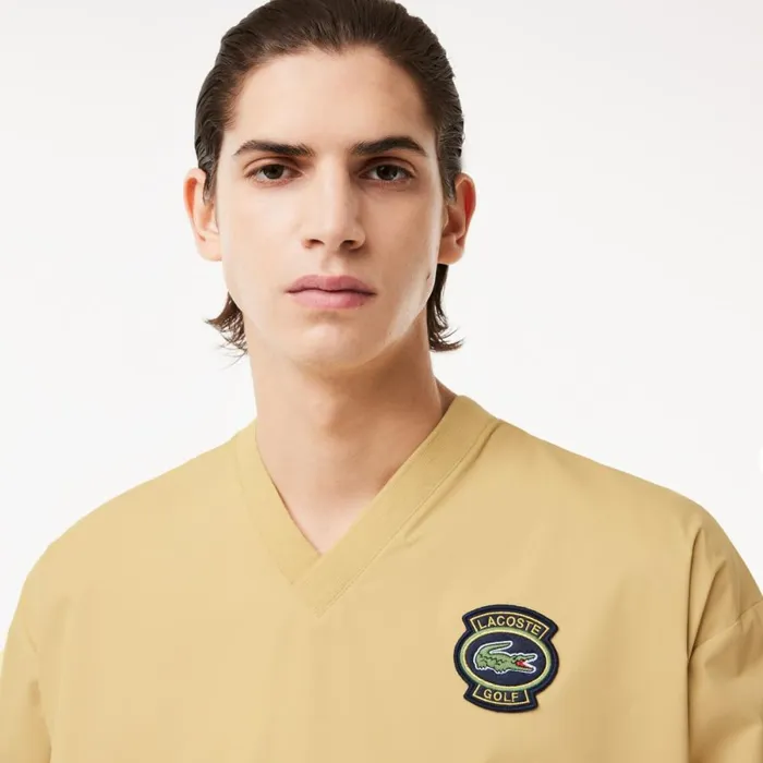 Sweaters and Sweatshirts Men Lacoste Men039s Loose Fit Golf Windbreaker Beige Ixq