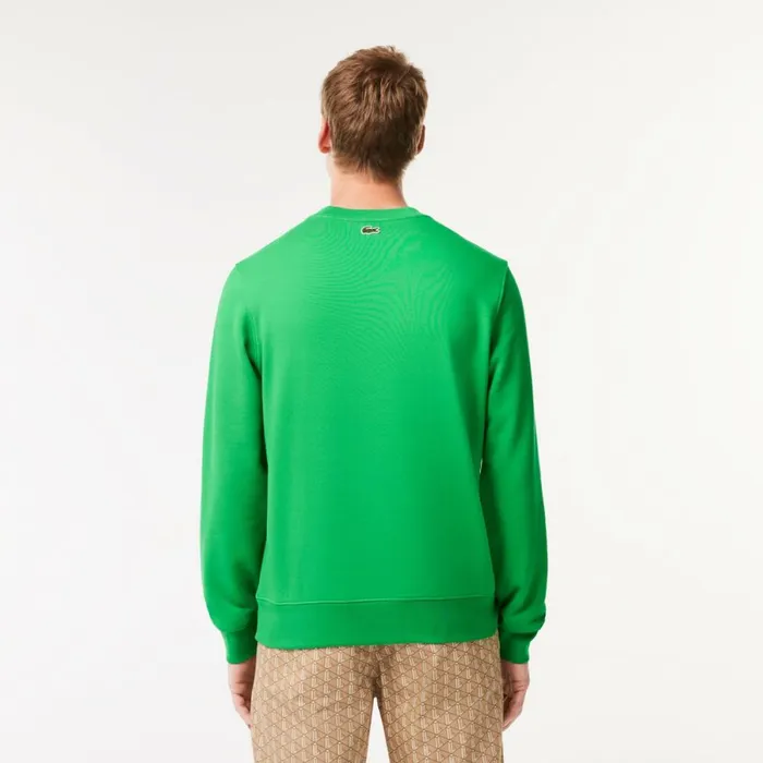 Sweaters and Sweatshirts Men Lacoste Men039s Loose Fit Monogram Fleece Sweatshirt Green Siw