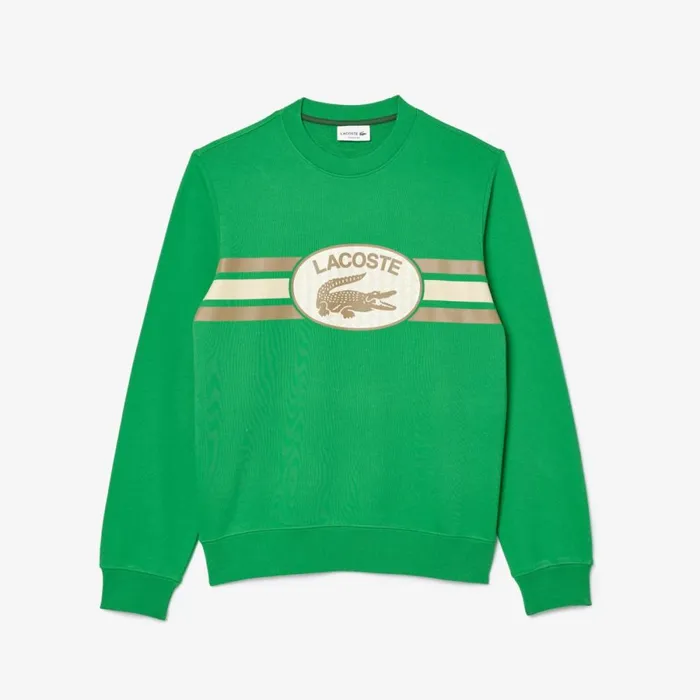 Sweaters and Sweatshirts Men Lacoste Men039s Loose Fit Monogram Fleece Sweatshirt Green Siw