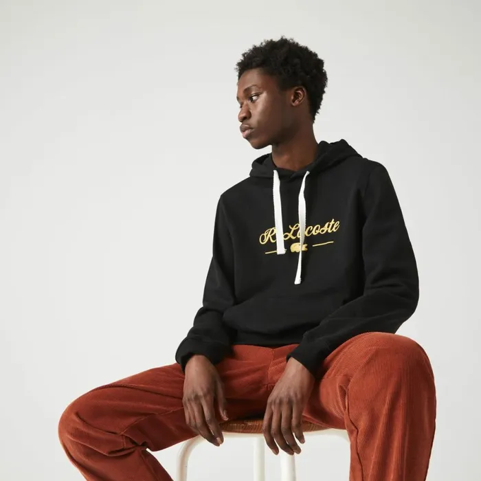 Sweaters and Sweatshirts Men Lacoste Mens Embroidered Lettering Hooded Cotton Fleece Sweatshirt Black 031 Sweaters and Sweatshirts Men Lacoste Mens Embroidered Lettering Hooded Cotton Fleece Sweatshirt Black 031