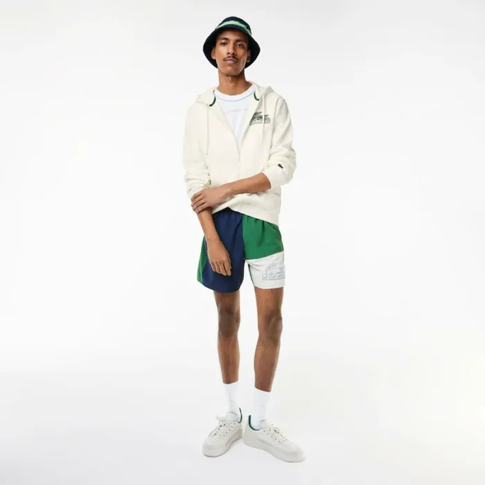 Sweaters and Sweatshirts Men Lacoste Mens Unbrushed Fleece ZipUp Hoodie White 70v
