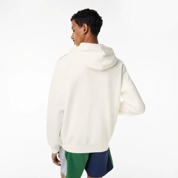 Sweaters and Sweatshirts Men Lacoste Mens Unbrushed Fleece ZipUp Hoodie White 70v