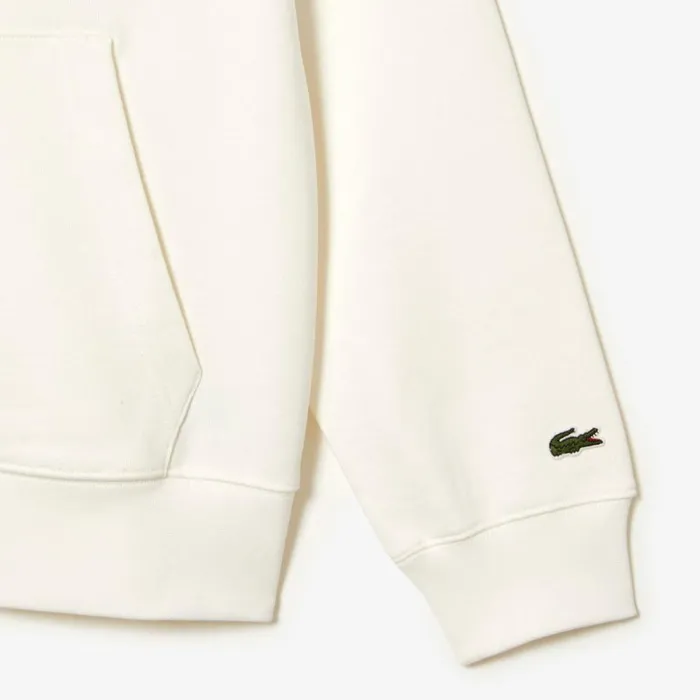 Sweaters and Sweatshirts Men Lacoste Mens Unbrushed Fleece ZipUp Hoodie White 70v