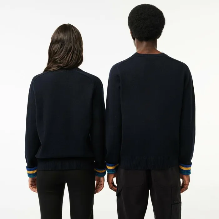 Sweaters and Sweatshirts MenWomen Lacoste Unisex Golf Inspired Wool Sweater Navy Blue White Qrn