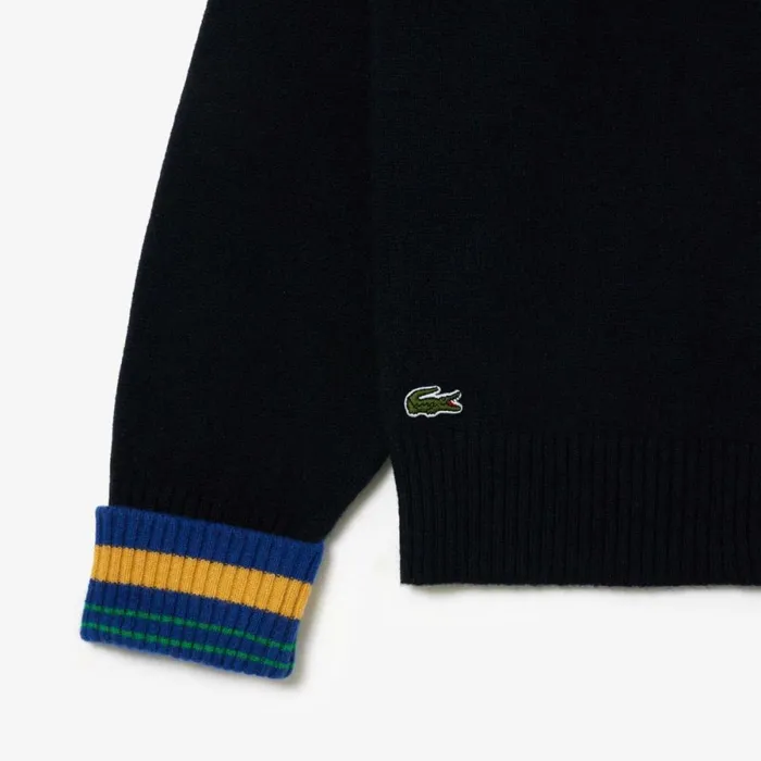 Sweaters and Sweatshirts MenWomen Lacoste Unisex Golf Inspired Wool Sweater Navy Blue White Qrn