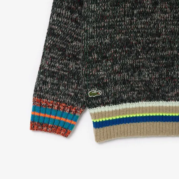 Sweaters and Sweatshirts MenWomen Lacoste Unisex Loose Fit Contrast Croc Wool Sweater White 2cq