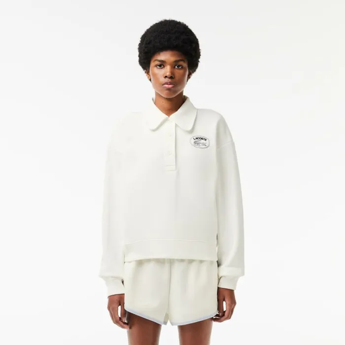 Sweaters and Sweatshirts Women Lacoste Women039s Embroidered Polo Sweatshirt White 70v