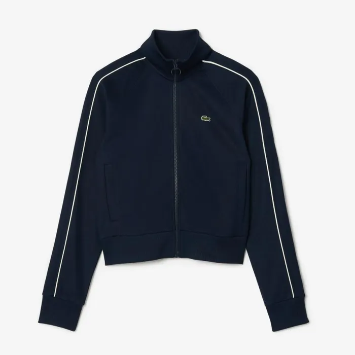Sweaters and Sweatshirts Women Lacoste Women039s Paris Interlock Track Jacket Navy Blue White Hhw