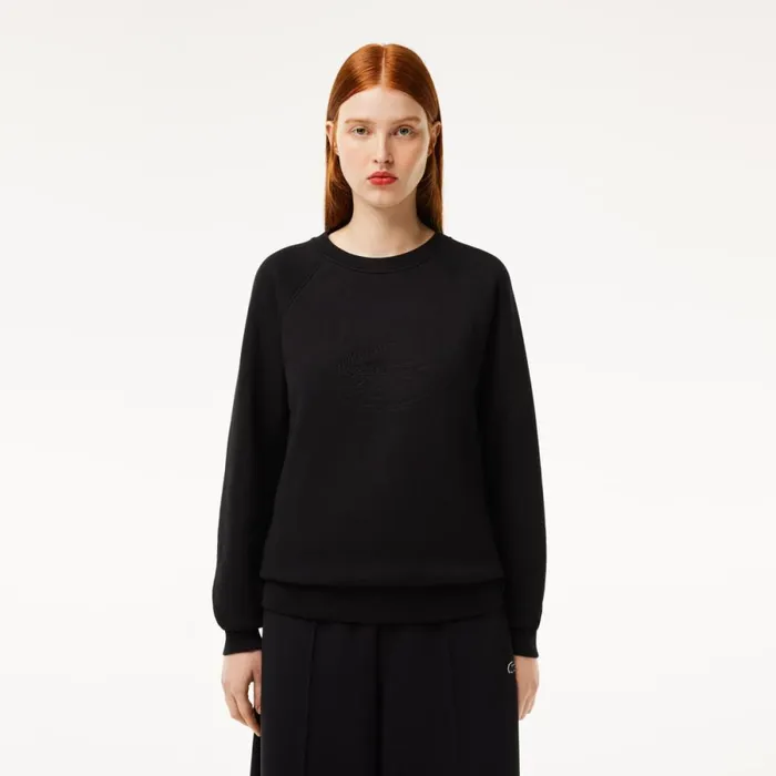 Sweaters and Sweatshirts Women Lacoste Women039s Relaxed Fit Embroidered Signature Sweatshirt Black 031 Sweaters and Sweatshirts Women Lacoste Women039s Relaxed Fit Embroidered Signature Sweatshirt Black 031