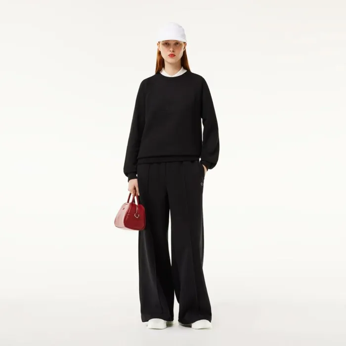 Sweaters and Sweatshirts Women Lacoste Women039s Relaxed Fit Embroidered Signature Sweatshirt Black 031