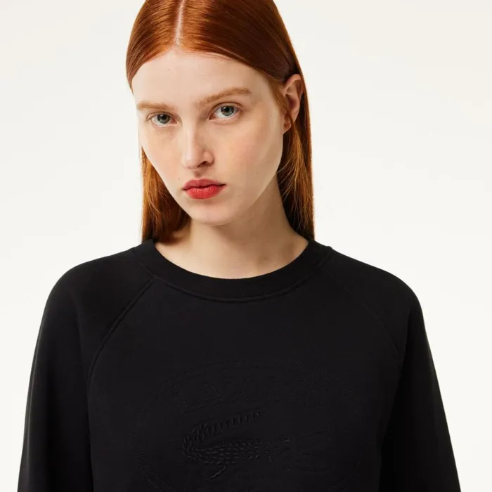 Sweaters and Sweatshirts Women Lacoste Women039s Relaxed Fit Embroidered Signature Sweatshirt Black 031