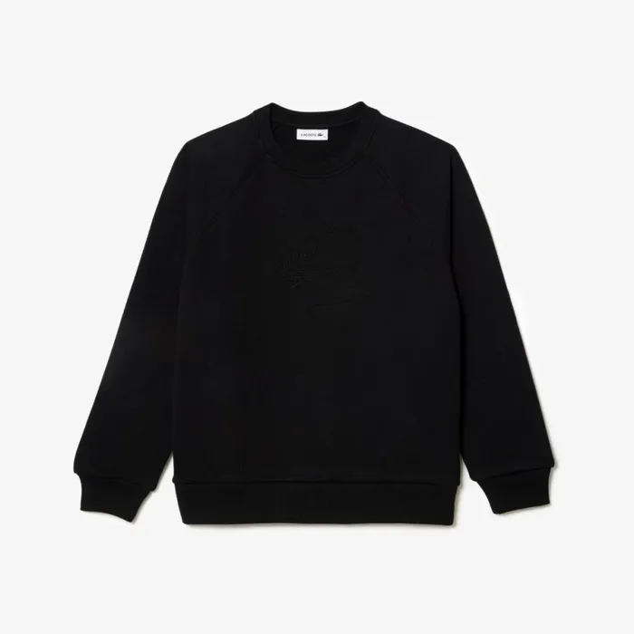 Sweaters and Sweatshirts Women Lacoste Women039s Relaxed Fit Embroidered Signature Sweatshirt Black 031