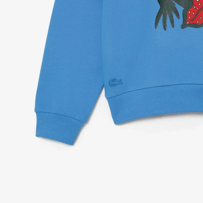 Sweaters and Sweatshirts Women Lacoste Womens Lacoste X Netflix Loose Fit Organic Cotton Fleece Sweatshirt Ethereal Blue L99