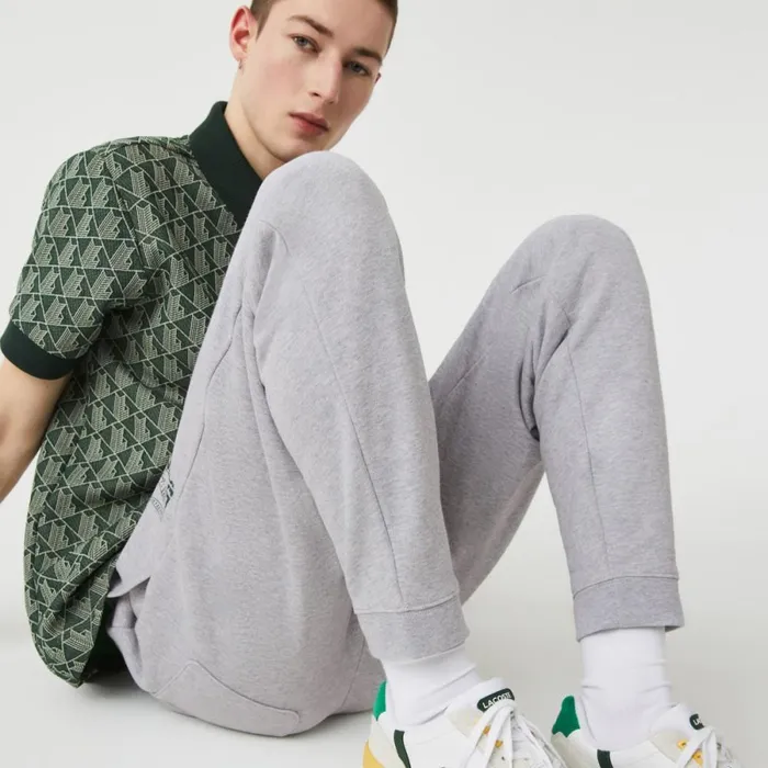 Sweatpants and Trousers Men Lacoste Men039s Crocodile Branding Cotton Fleece Sweatpants Grey Chine Cca