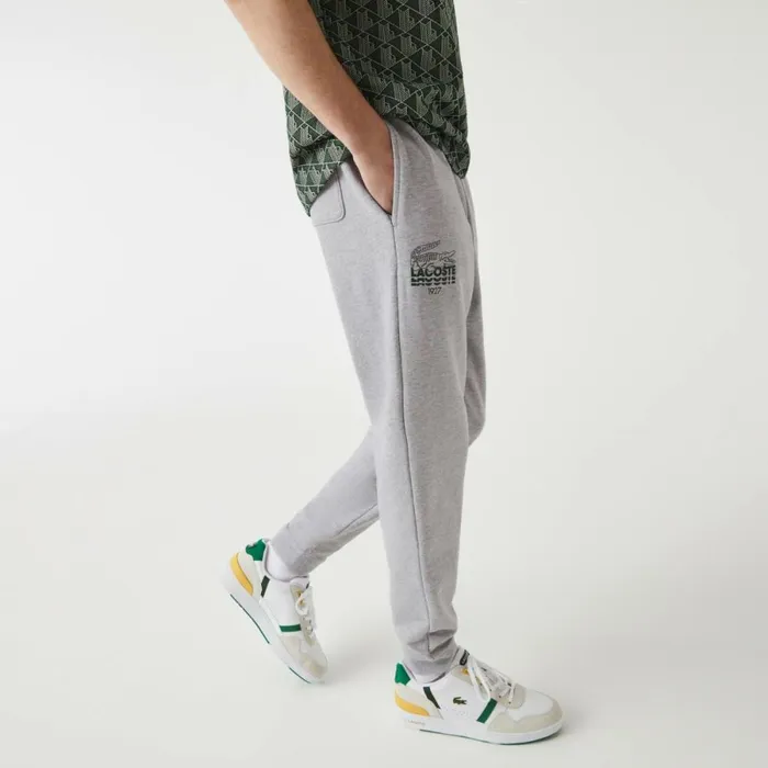 Sweatpants and Trousers Men Lacoste Men039s Crocodile Branding Cotton Fleece Sweatpants Grey Chine Cca