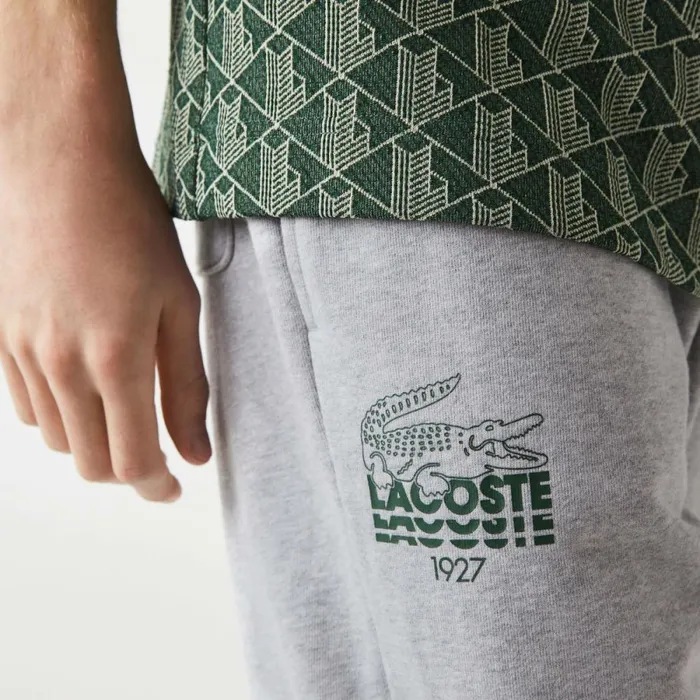 Sweatpants and Trousers Men Lacoste Men039s Crocodile Branding Cotton Fleece Sweatpants Grey Chine Cca