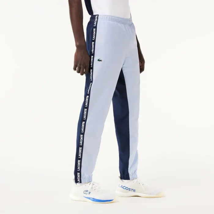 Sweatpants and Trousers Men Lacoste Men039s Regular Fit Logo Stripe Sweatpants Light Blue Navy Blue X1j