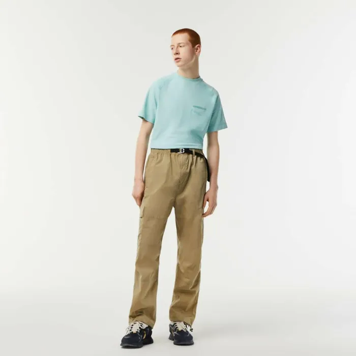 Sweatpants and Trousers Men Lacoste Mens Relaxed Fit WaterRepellent Pants Beige Cb8