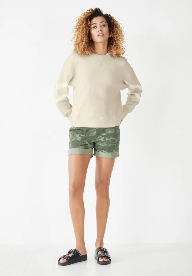 Sweatshirts and Hoodies Women Hush Ayra Striped Sweatshirt Mushroom Grey White