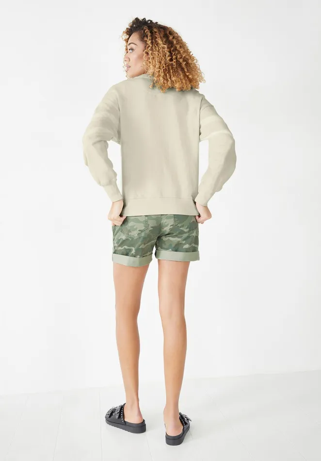 Sweatshirts and Hoodies Women Hush Ayra Striped Sweatshirt Mushroom Grey White