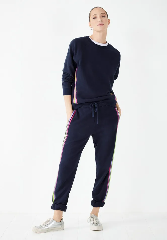 Sweatshirts and Hoodies Women Hush Carrie Rainbow Relaxed Sweatshirt Midnight Navy Bluemulti