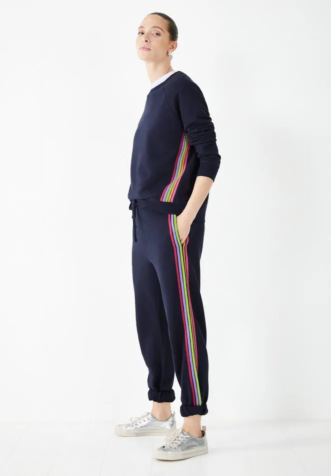 Sweatshirts and Hoodies Women Hush Carrie Rainbow Relaxed Sweatshirt Midnight Navy Bluemulti