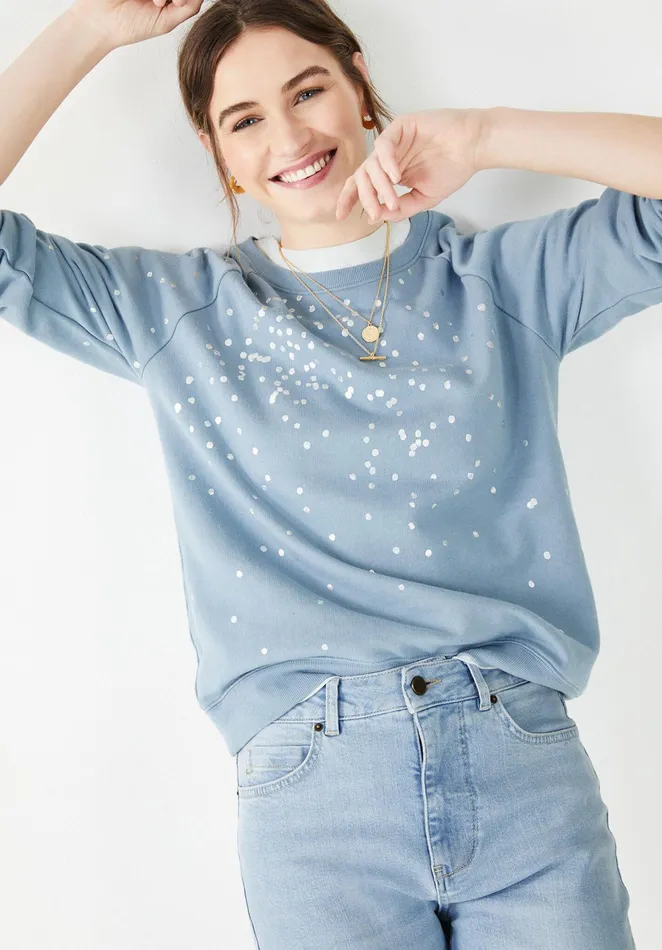 Sweatshirts and Hoodies Women Hush Confetti Crew Neck Sweatshirt Dove Blue