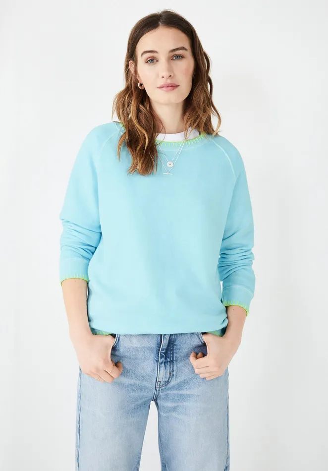 Sweatshirts and Hoodies Women Hush Contrast Stitch Sweatshirt Soft Blue