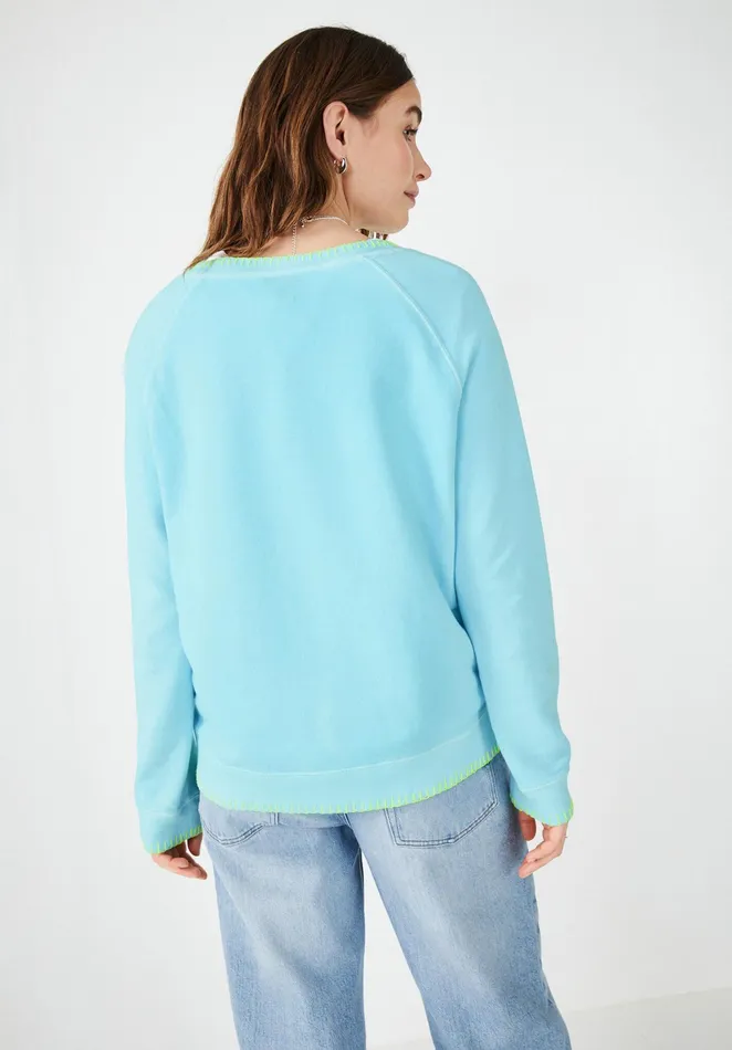 Sweatshirts and Hoodies Women Hush Contrast Stitch Sweatshirt Soft Blue