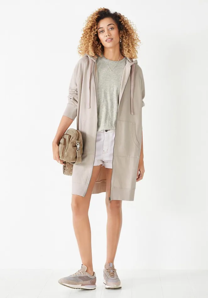 Sweatshirts and Hoodies Women Hush Olivia Slouchy Zip Hoodie Soft Mushroom