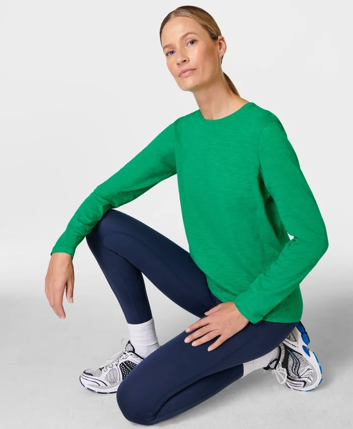 Sweaty Betty Long Sleeve Tops Women Refresh Crew Neck Long Sleeve Top Electro Green