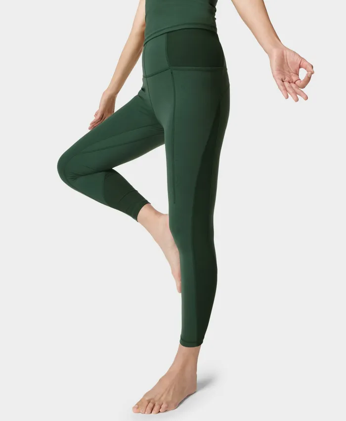 Sweaty Betty Super Soft Ribbed 7U002f8 Yoga Leggings Trek Green Women Yoga Pants