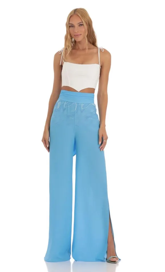 Swirl Wide Leg Pants Blue Women LUCY IN THE SKY Pants