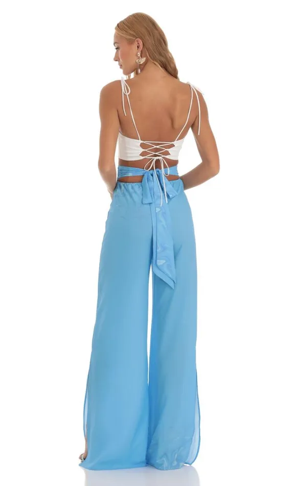 Swirl Wide Leg Pants Blue Women LUCY IN THE SKY Pants Swirl Wide Leg Pants Blue Women LUCY IN THE SKY Pants