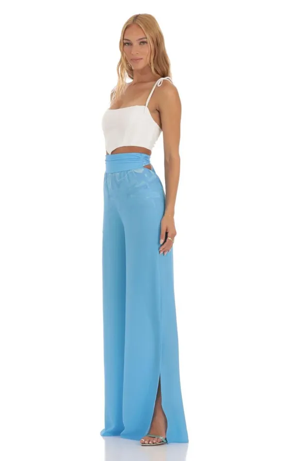 Swirl Wide Leg Pants Blue Women LUCY IN THE SKY Pants Swirl Wide Leg Pants Blue Women LUCY IN THE SKY Pants