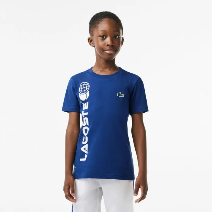 TShirts and Tops Kids Lacoste Kids039 Cotton Jersey Tennis TShirt Methylene Blue F9f