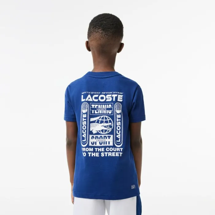 TShirts and Tops Kids Lacoste Kids039 Cotton Jersey Tennis TShirt Methylene Blue F9f