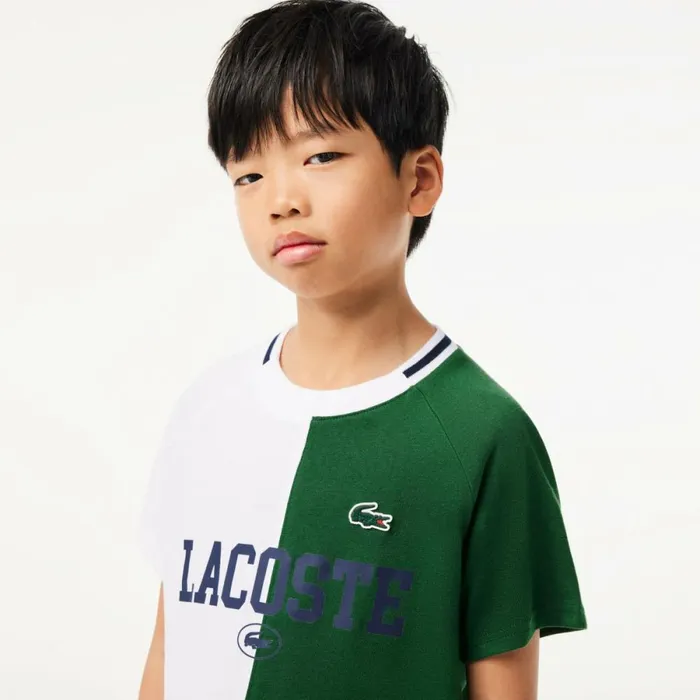 TShirts and Tops Kids Lacoste Kids039 Lacoste Sport X Daniil Medvedev Jersey TShirt White Green 737