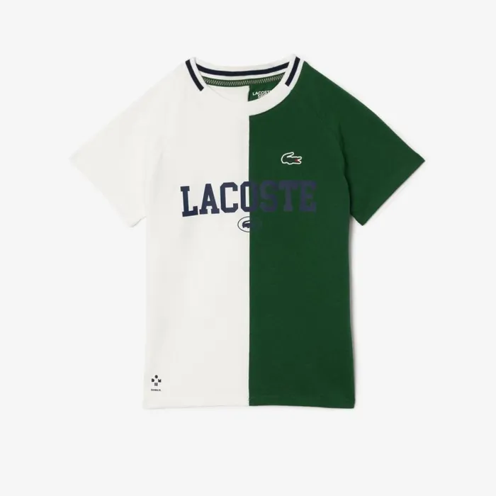 TShirts and Tops Kids Lacoste Kids039 Lacoste Sport X Daniil Medvedev Jersey TShirt White Green 737
