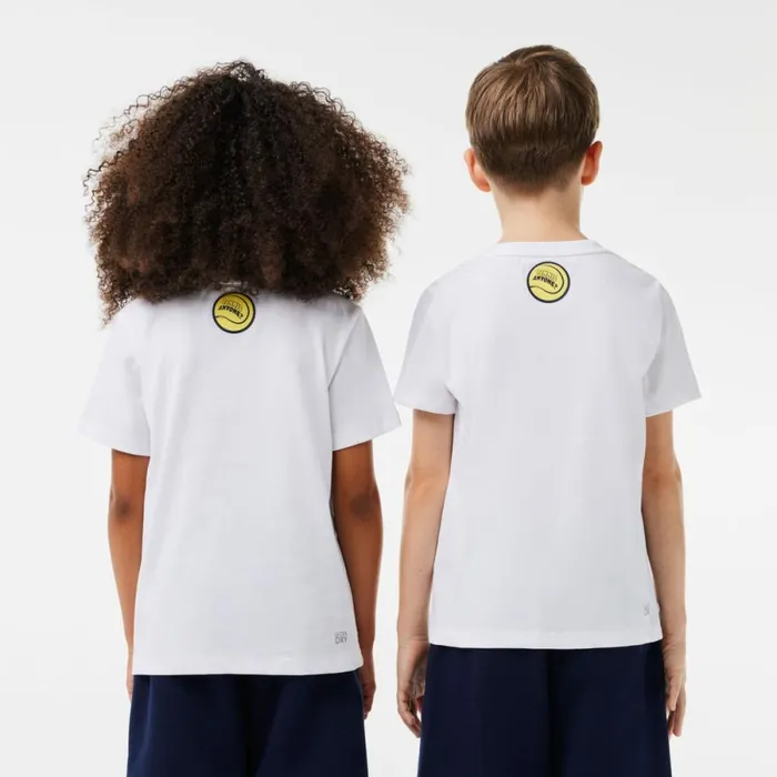 TShirts and Tops Kids Lacoste Kids039 Miami Open Edition UltraDry Tennis TShirt White 001