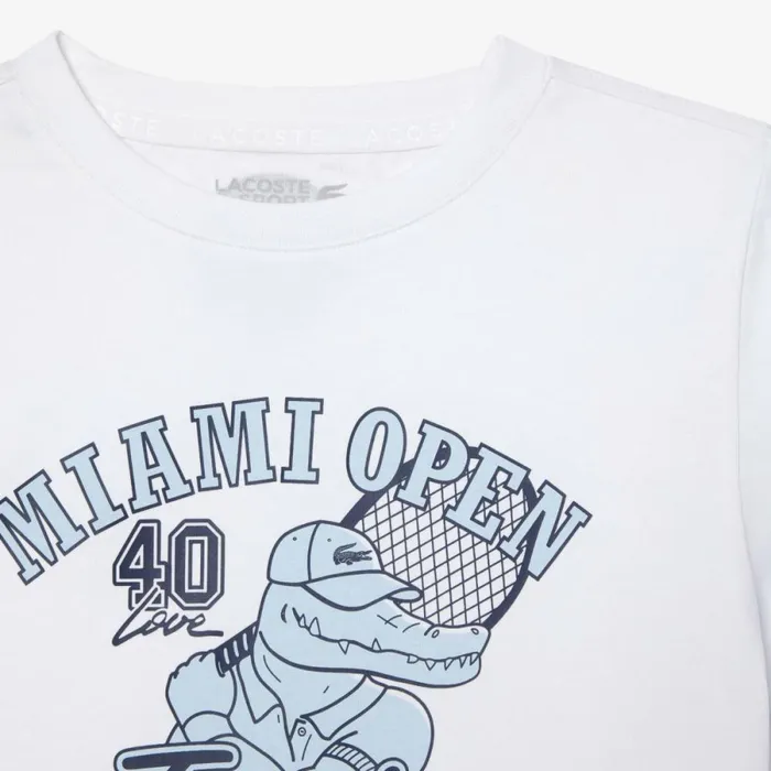 TShirts and Tops Kids Lacoste Kids039 Miami Open Edition UltraDry Tennis TShirt White 001